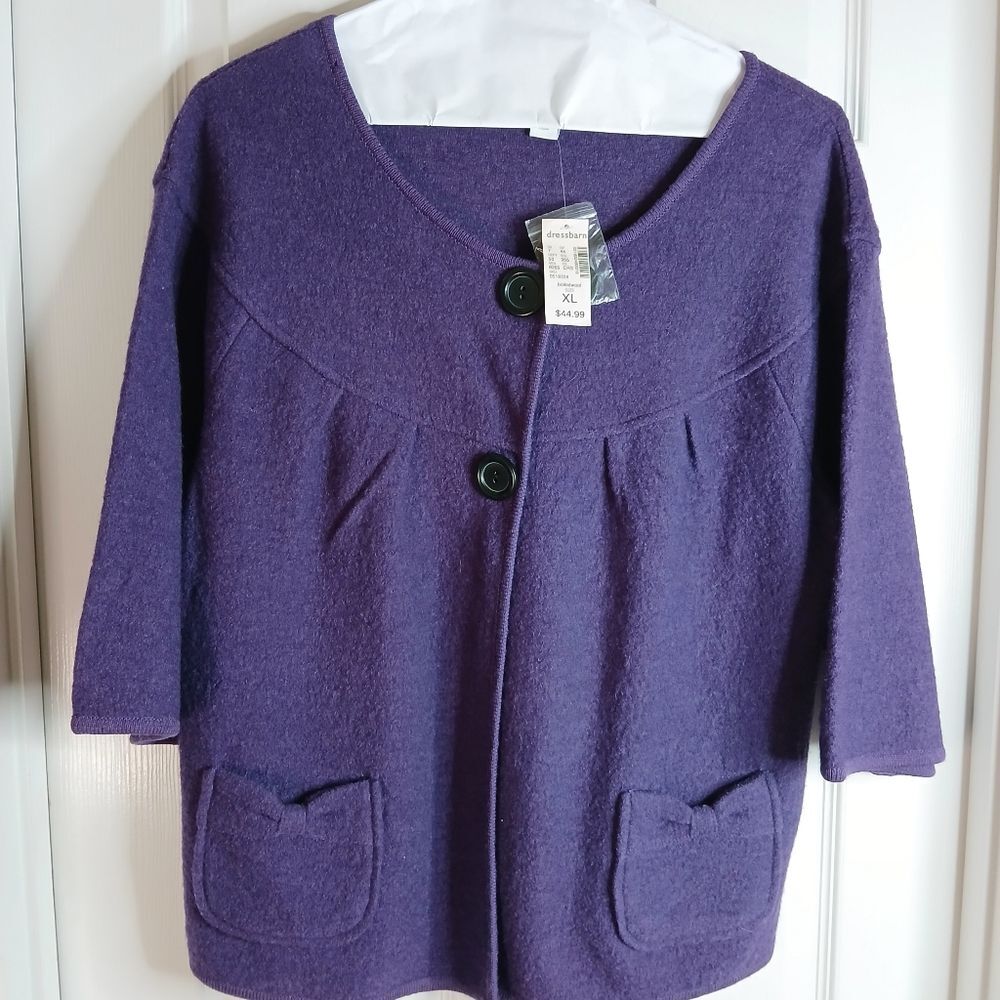 Vintage Dress Barn Purple 2 Button Cardigan with Pockets Sz XL NWT
